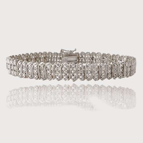 Silver Tone Diamond Bracelet
