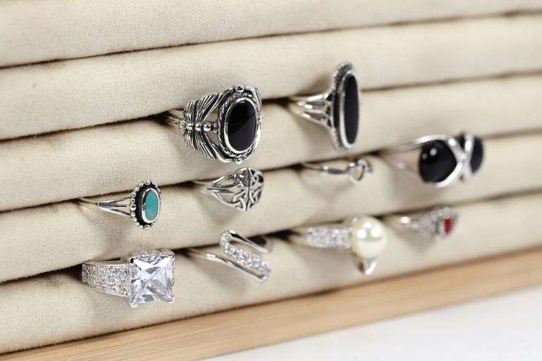 Sterling Silver Curated Ring Assortment Various Sizes & Styles (10 Ring Lot)