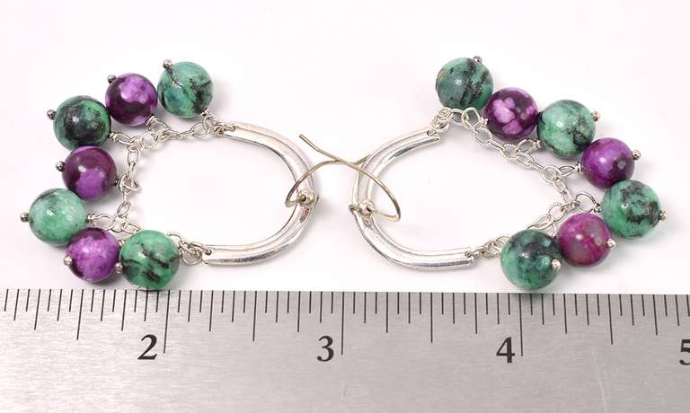 Multi-gem Chandelier Dangle Earring In Sterling Silver