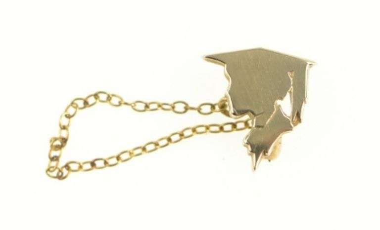 10K Yellow Gold Graduation Cap Graduate Scholar Lapel Pin/Brooch