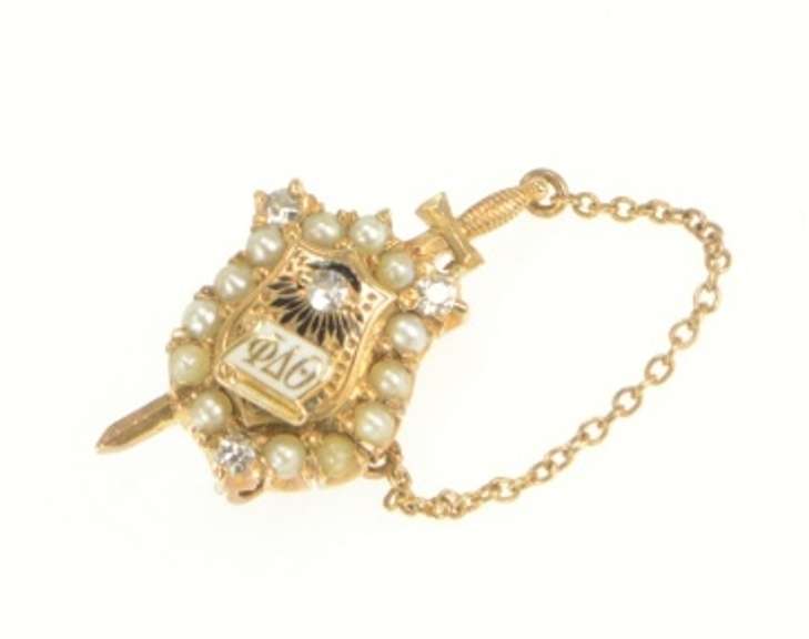 10K Yellow Gold Victorian Phi Delta Theta Diamond Enamel Pin/Brooch