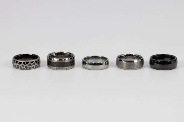 Lot of 5 Size 9 Tungsten Carbide Rings in Various Styles