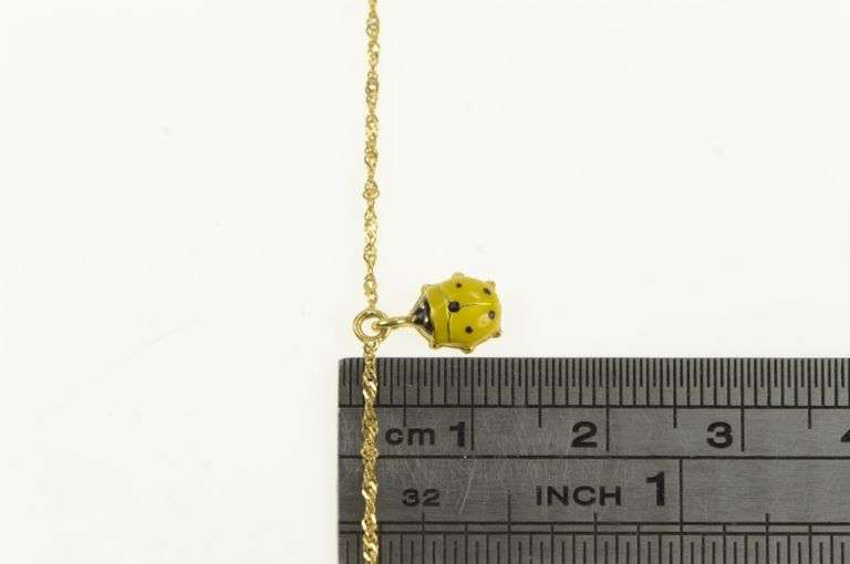 18K Yellow Gold Enamel Rainbow Lady Bug Lucky Bracelet