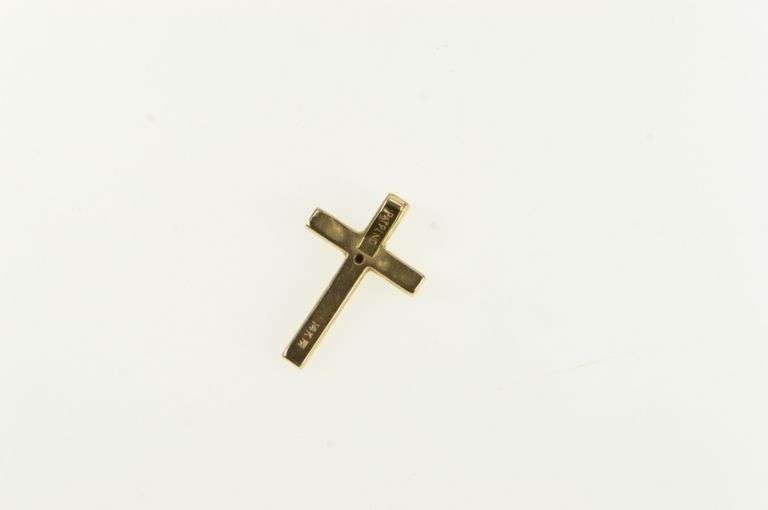 14K Yellow Gold Vintage Diamond Cross Christian Faith Charm/Pendant