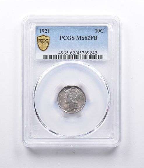 MS62 FB 1921 Mercury Dime PCGS