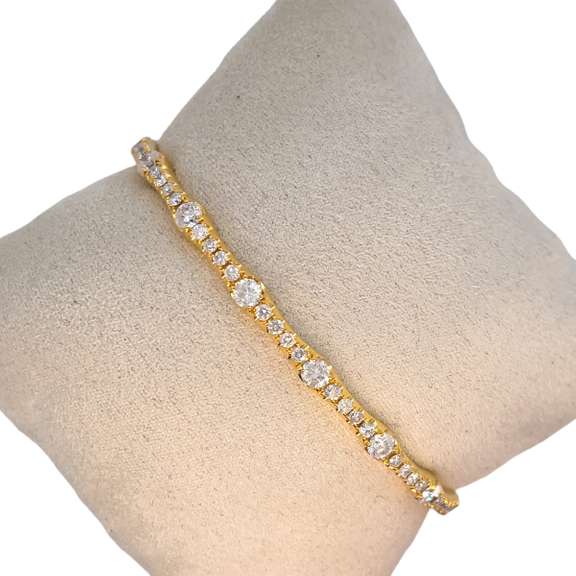 14K YELLOW GOLD BANGLE BRACELET WITH DIAMONDS