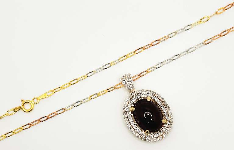 Gorgeous 19.0 Carat Ruby Corundum and White Sapphire Yellow Gold Plated Sterling Sliver Pendant Necklace