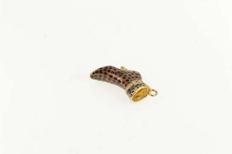 14K Yellow Gold 3D Cheetah Leopard Enamel High Heel Boot Charm/Pendant