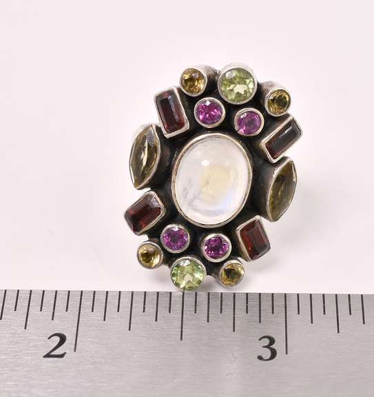 Beautiful Multi-Gem Ring In Sterling Silver