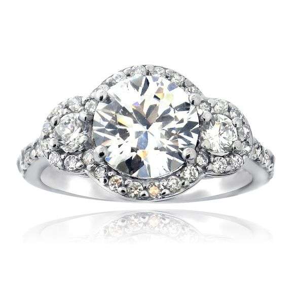 CZ Three Stone Ring in Sterling Silver