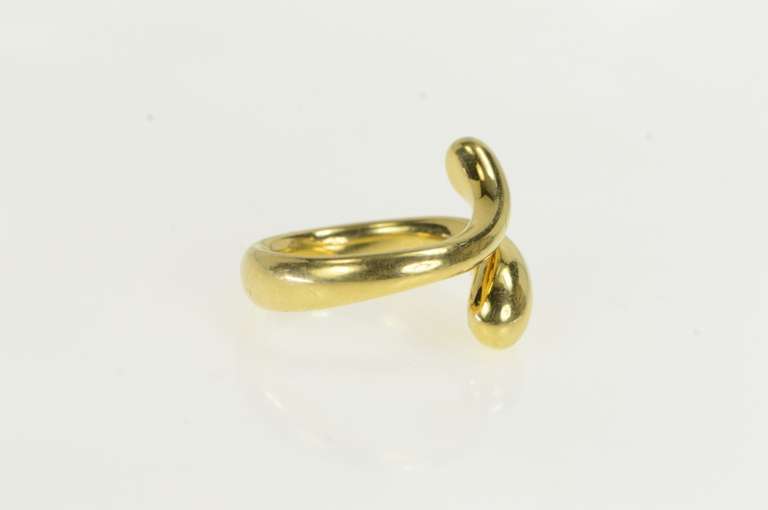 18K Yellow Gold Tiffany & Co. Elsa Peretti Teardrop Bypass Ring