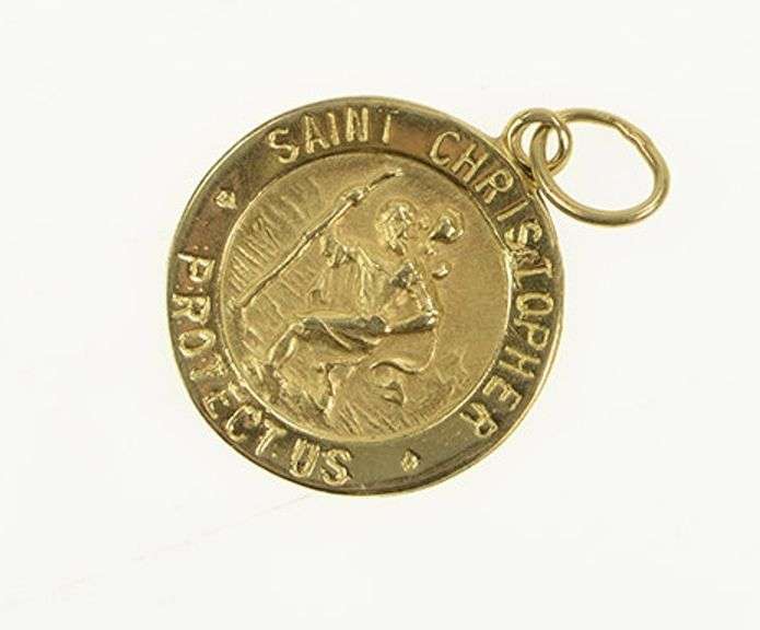 14K Yellow Gold Saint Christopher Protection Symbol Charm/Pendant