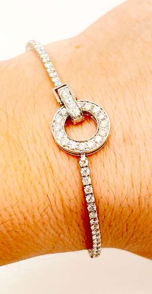 BEAUTIFUL 18KT SOLID WHITE GOLD & 3.50 DIAMOND TENNIS BRACELET