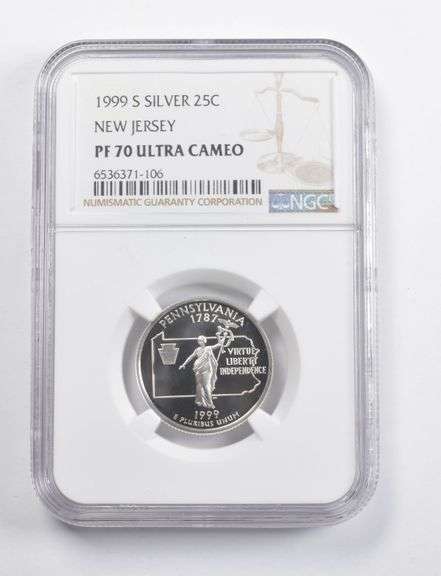 Label Error PF70 UCAM 1999-S Pennsylvania Silver State Quarter NGC