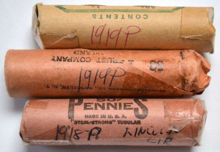 1918 & 2 1919 Circulated Lincoln Rolls