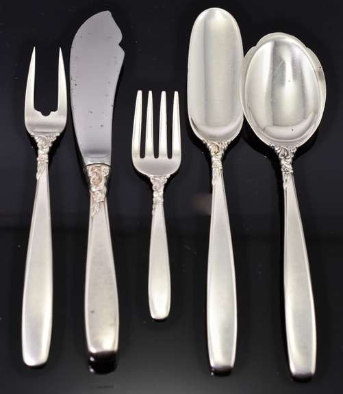 Lovely Diverse 78-pc. Set of Lunt's Starfire Pattern Sterling Flatware
