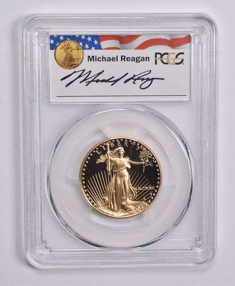 PR69DCAM 1990-P $25 American Gold Eagle 1/2 Oz Gold Signed Reagan PCGS