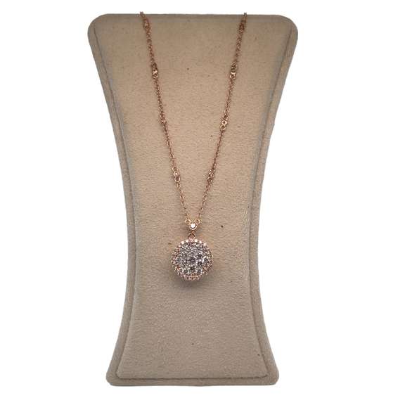 14K ROSE GOLD NECKLACE WITH DIAMOND CIRCLE CHARM