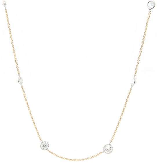 2.39ctw European Cut Diamond Station Necklace in 18K