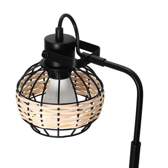 Rattan Hollow Cage Design Floor Lamp Rustic Style