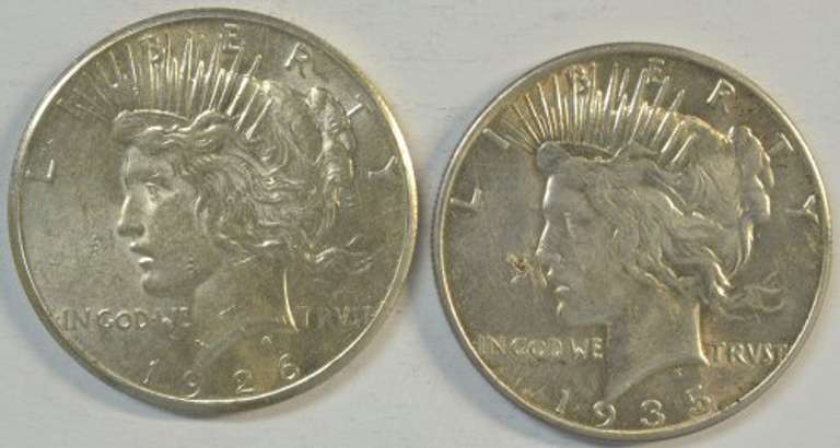 Better dates 1926-P & 1935-P Peace Silver Dollars