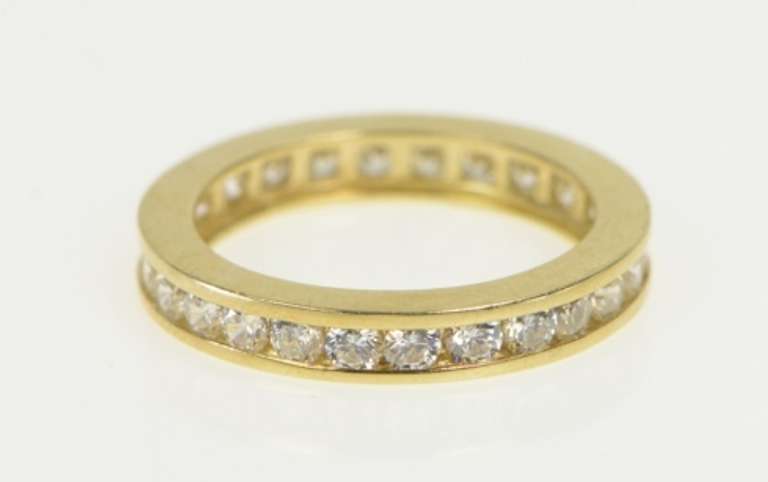 14K Yellow Gold Classic Cubic Zirconia Eternity Anniversary Band Ring
