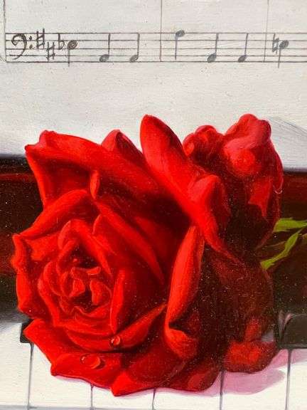 Music Lover Painting Martina Yeon Rose on a Piano
