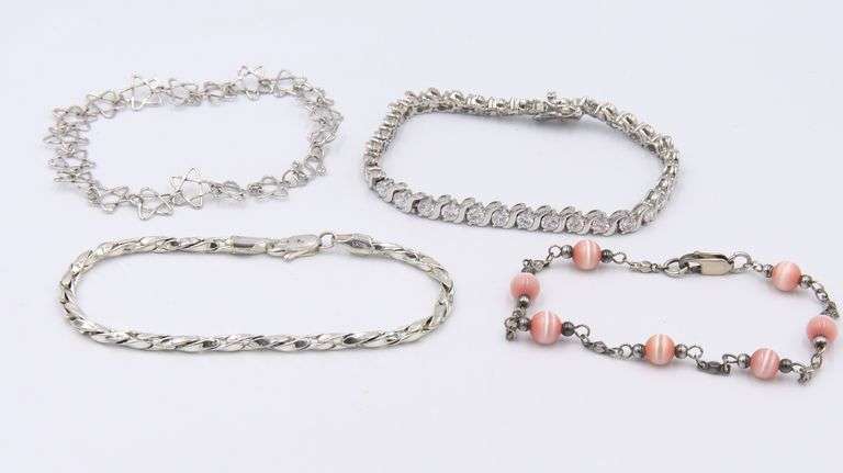 Group Lot of 4 Vintage 925 Sterling Silver Bracelets