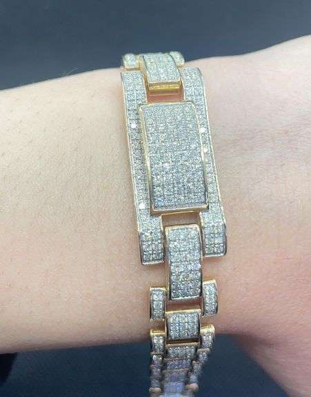 MENS 5.50 C.T. T.W. DIAMOND WATCH LINK DESIGN PAVÉ BRACELET