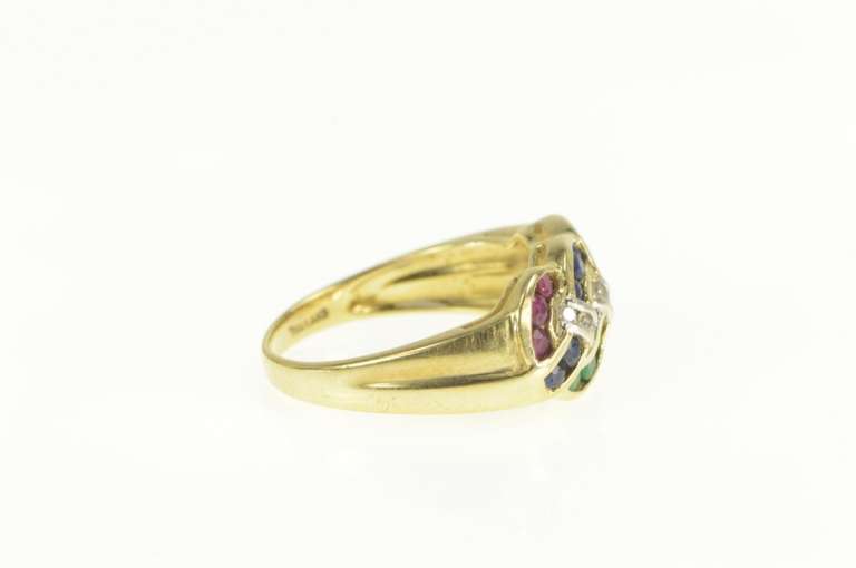 14K Yellow Gold Sapphire Diamond Emerald Ruby Braid Band Ring