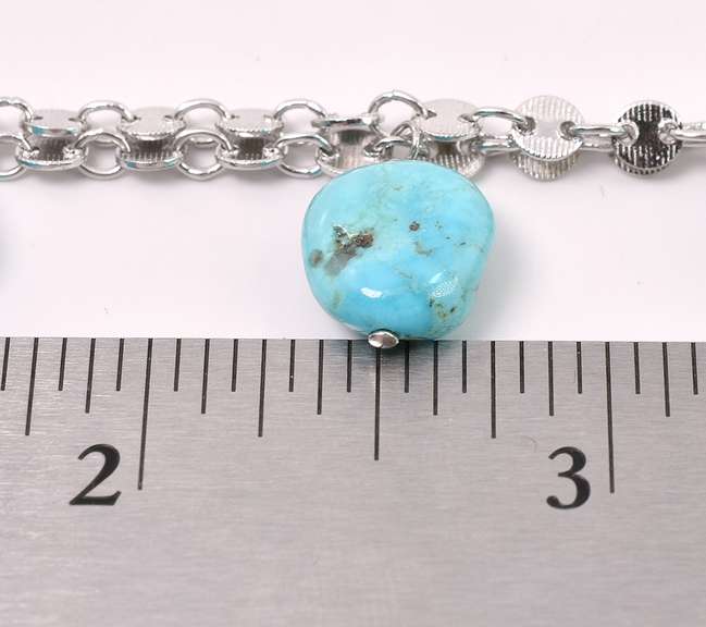 Blue Turquoise Bracelet In Sterling Silver