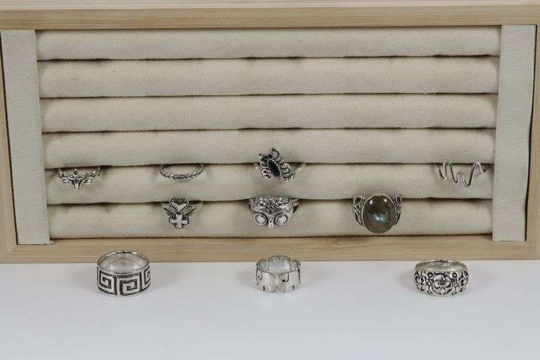 Sterling Silver Curated Ring Assortment Various Sizes & Styles (10 Ring Lot)