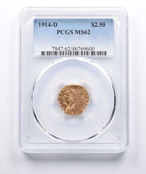 MS62 1914-D $2.50 Indian Head Gold Quarter Eagle PCGS