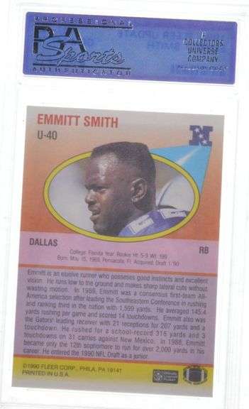 1990 Fleer Update #U-40 Emmitt Smith - PSA GEM MT 10 - Dallas Cowboys