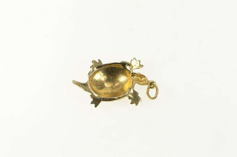 14K Yellow Gold Ornate Turtle Vintage Animal Nature Charm/Pendant