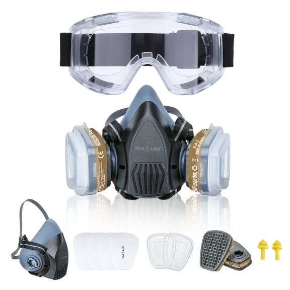 Protective Mask with Safety Glasses for Work