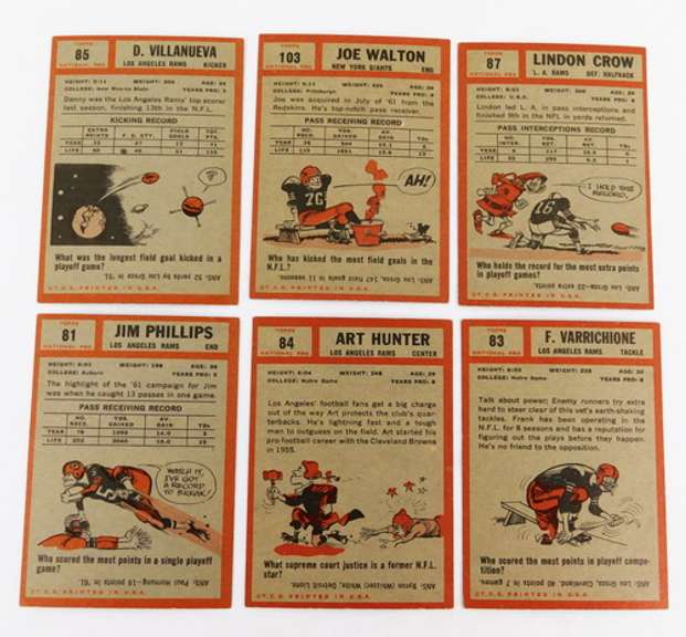 6 Topps 1962 Football Cards