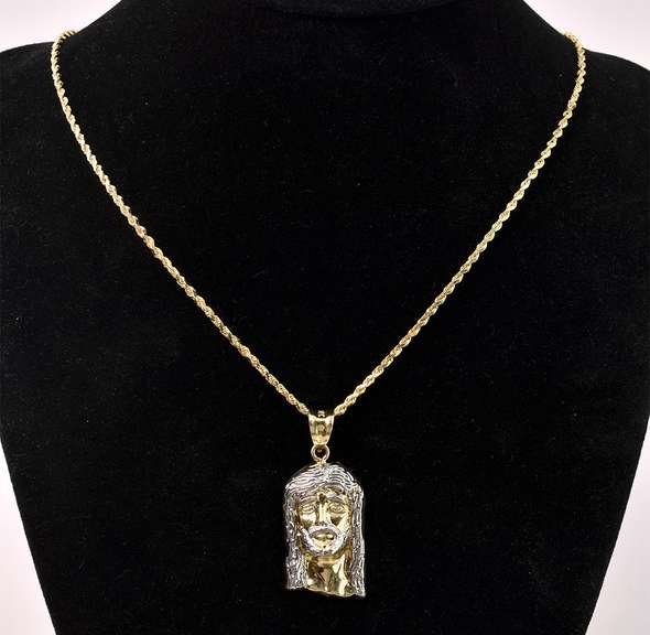 Heavenly Jesus Pendant Necklace In 14K Yellow Gold