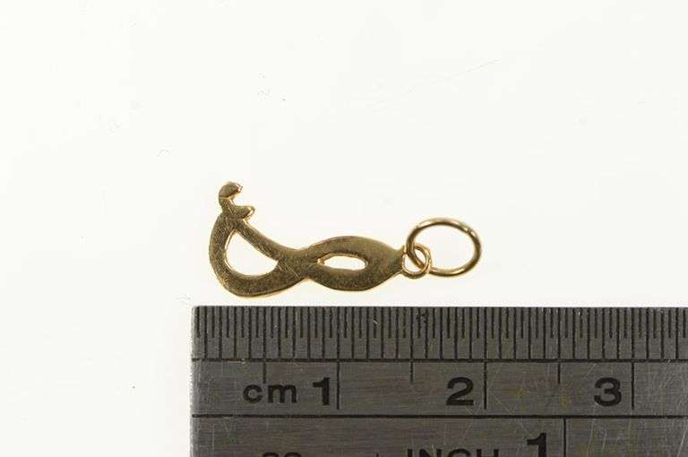 14K Yellow Gold S Letter Initial Cursive Script Monogram Charm/Pendant
