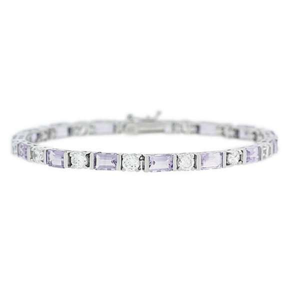 Sterling Silver Amethyst and CZ Bracelet
