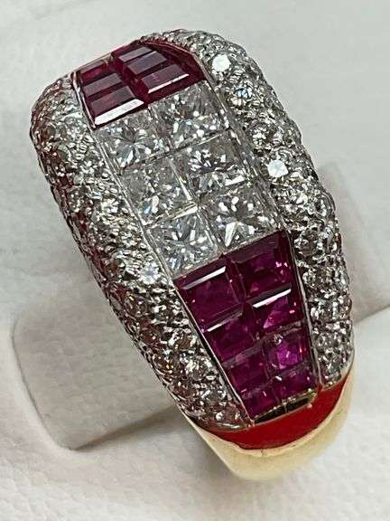 CERTIFIED LIMITED EDITION 18K GOLD DIAMONDS AND RUBBIES RING