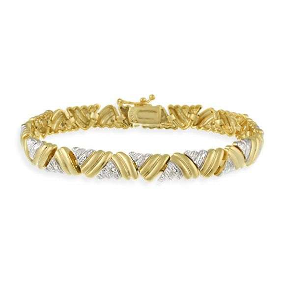 18K Gold over Sterling Silver Diamond Accent Bracelet