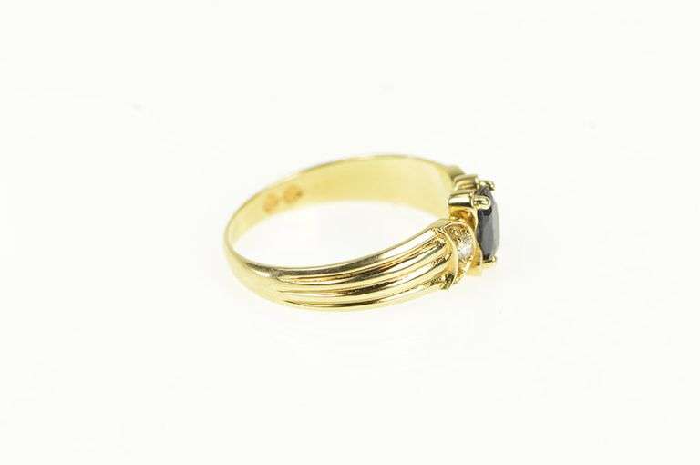 14K Yellow Gold Natural Sapphire Diamond Vintage Statement Ring