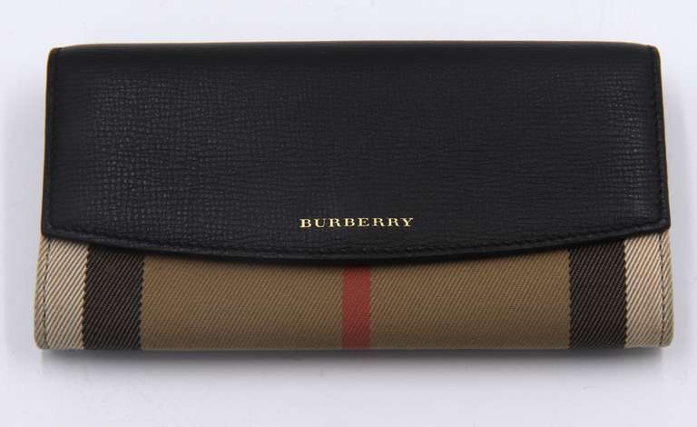BUrberry Black Leather Check Wallet