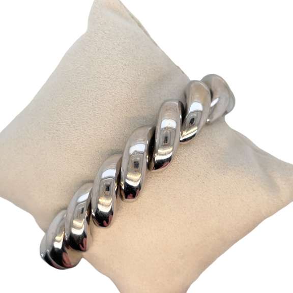 14K WHITE GOLD TWISTED HANDMADE BRACELET