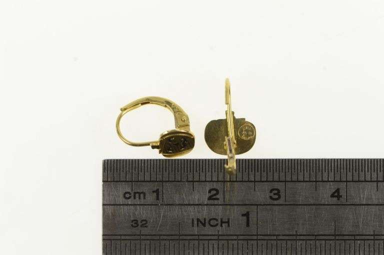 18K Yellow Gold Pumpkin Jack O Lantern Halloween Lever Back Earrings