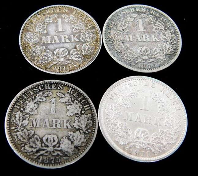 4 German Silver 1 Mark Coins