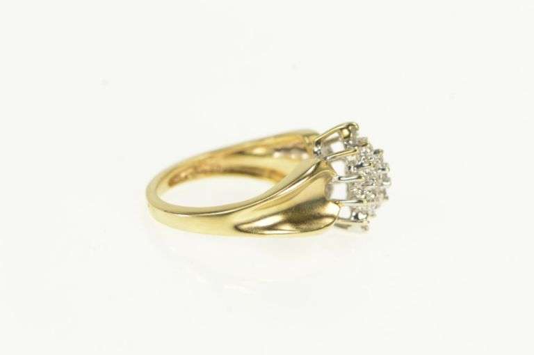 10K Yellow Gold Marquise Diamond Vintage Cluster Statement Ring