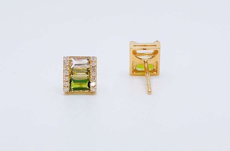 Fair 18kt Yellow Gold Diamond and Multi Gemstone Stud Earrings
