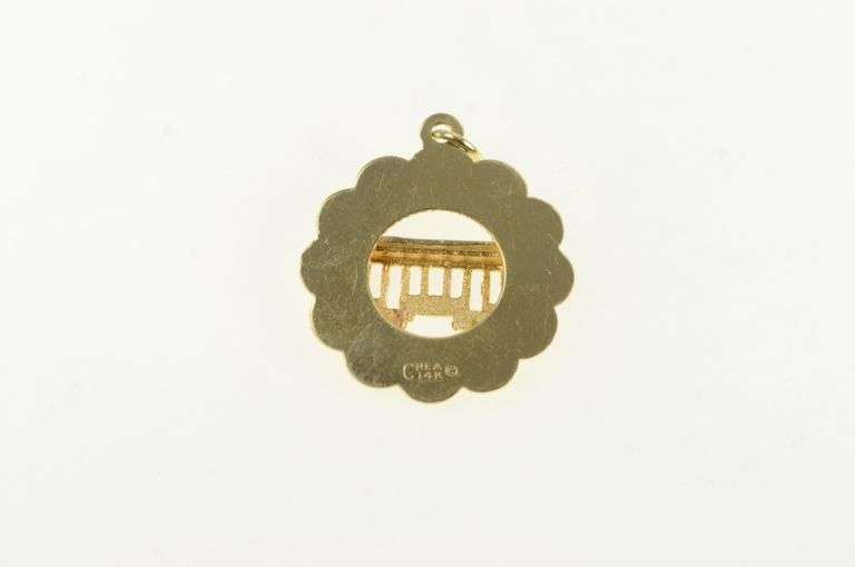 14K Yellow Gold Retro Car Trolley Tram San Francisco Charm/Pendant